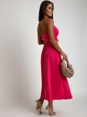 Summer midi dress with straps, dark pink AZR010481